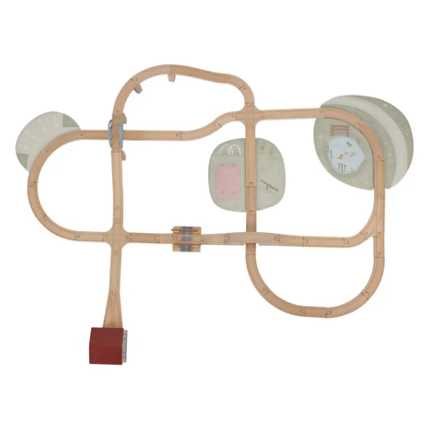 Circuit de train XL en bois Little Dutch