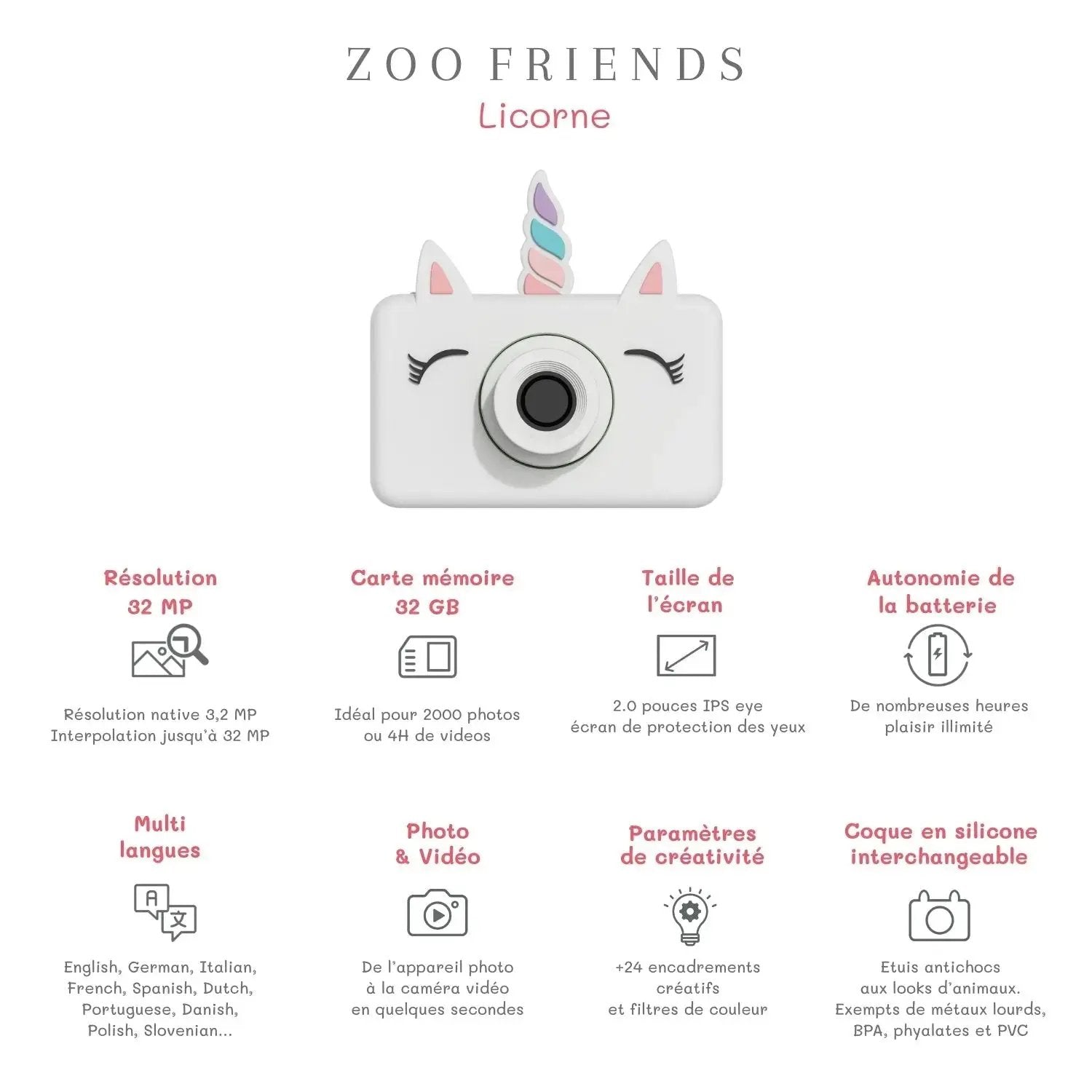 Appareil photo Zoo Friends / Licorne Zoo Family