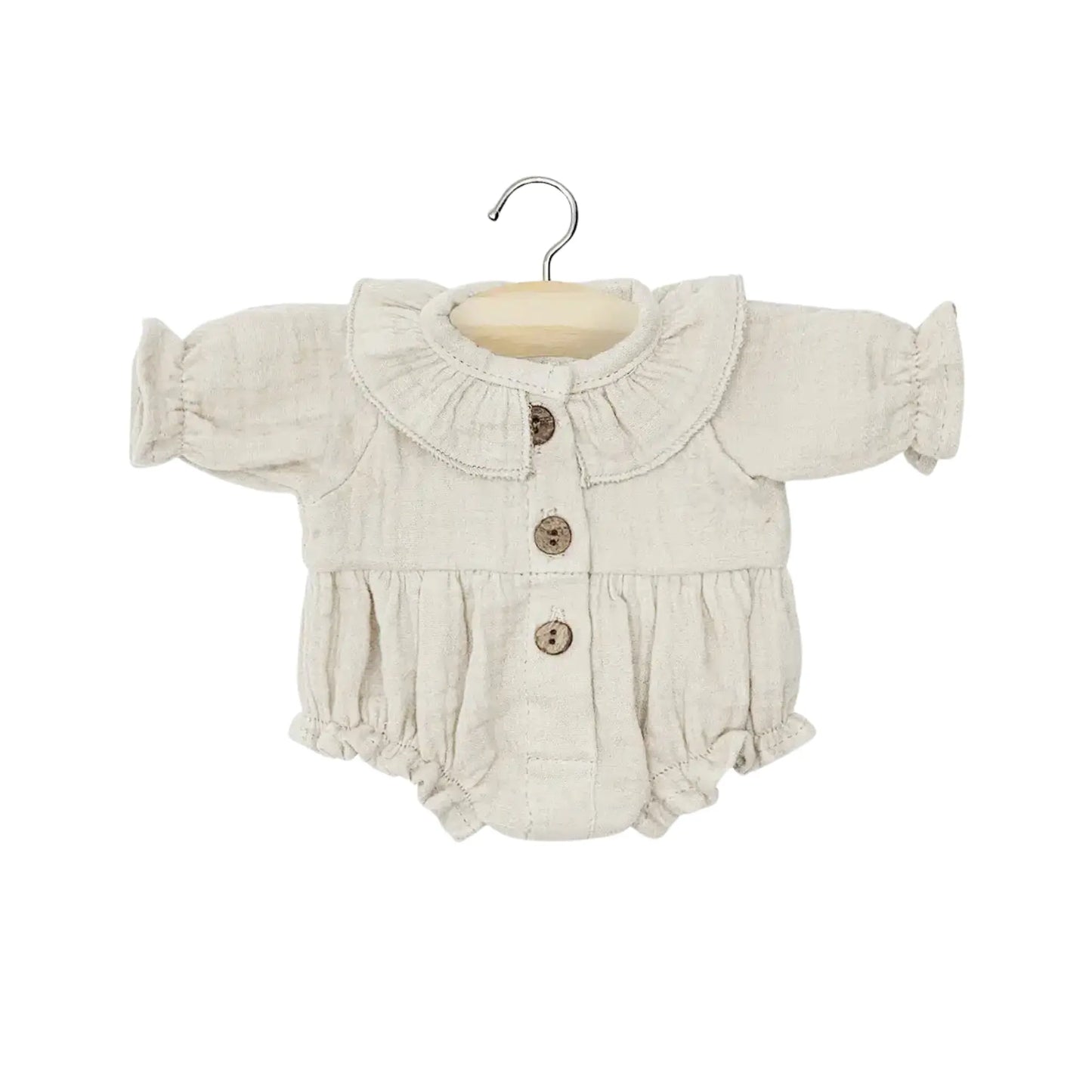 Vêtement poupée Gordis / Barboteuse Léonore en gaze de coton light beige Minikane