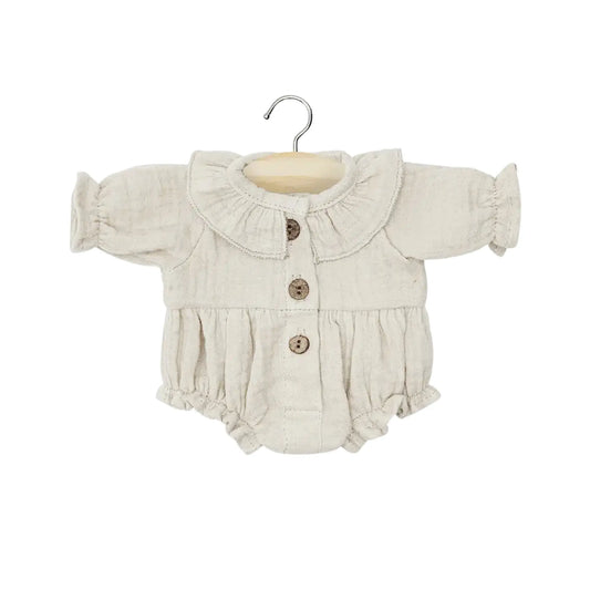 Vêtement poupée Gordis / Barboteuse Léonore en gaze de coton light beige Minikane