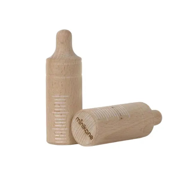 Accessoires poupées / Biberons en bois 10cm Minikane