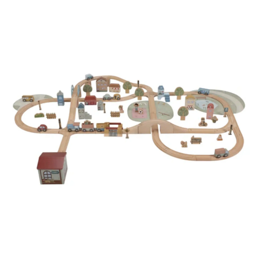Circuit de train XL en bois Little Dutch