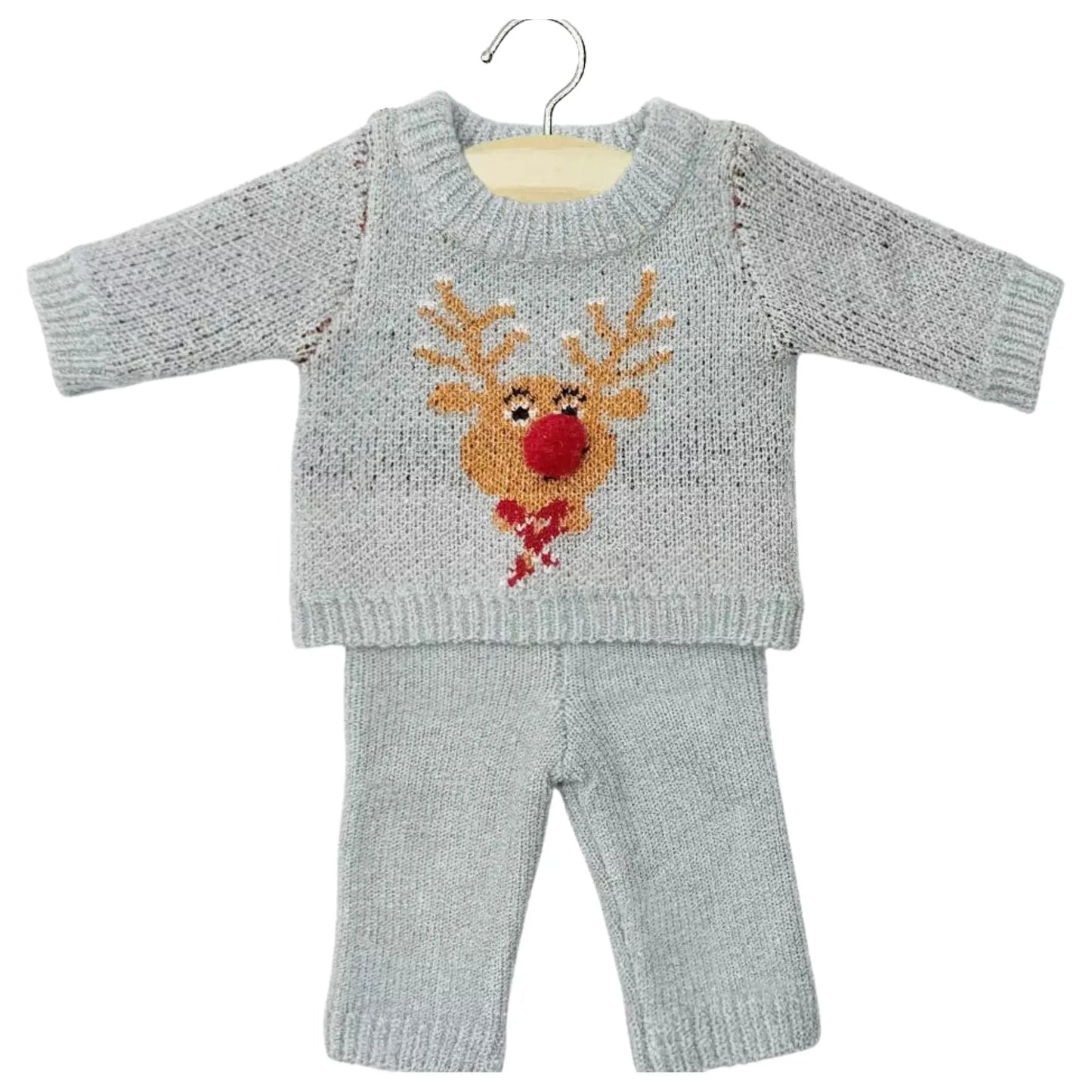 Ensemble 2 pièces mixte en tricot Petit renne silver et son pochon Minikane