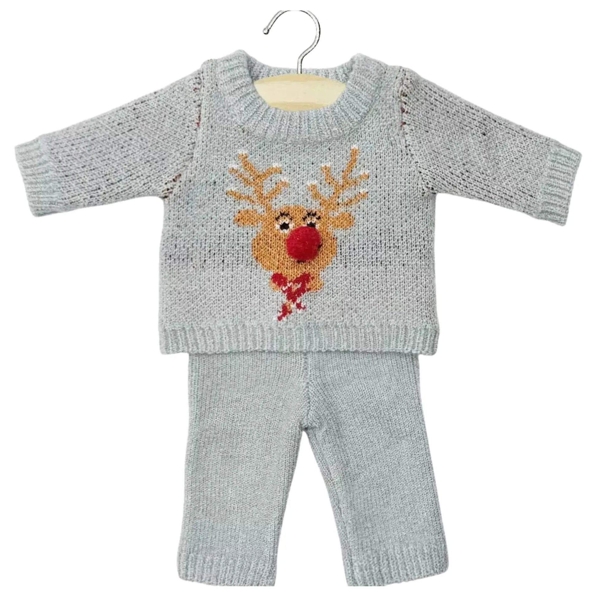 Ensemble 2 pièces mixte en tricot Petit renne silver et son pochon Minikane