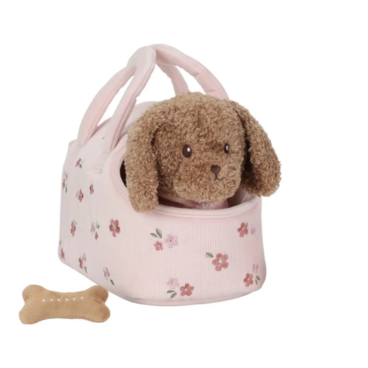 Peluche chien avec sac de transport / Jackie Little Dutch
