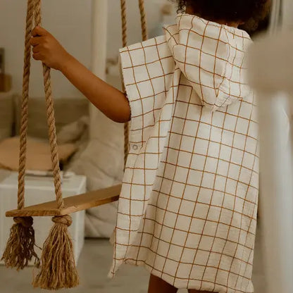 Poncho en gaze / Grands Carreaux Atelier Wagram