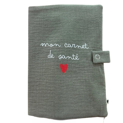 Protège carnet de santé / Gaze vert olive Atelier Wagram