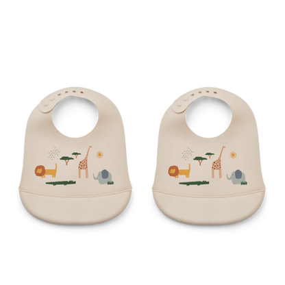 Lot de deux bavoirs en silicone / Safari Liewood