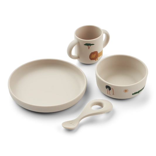 Set repas en silicone 4 pièces / Safari Liewood