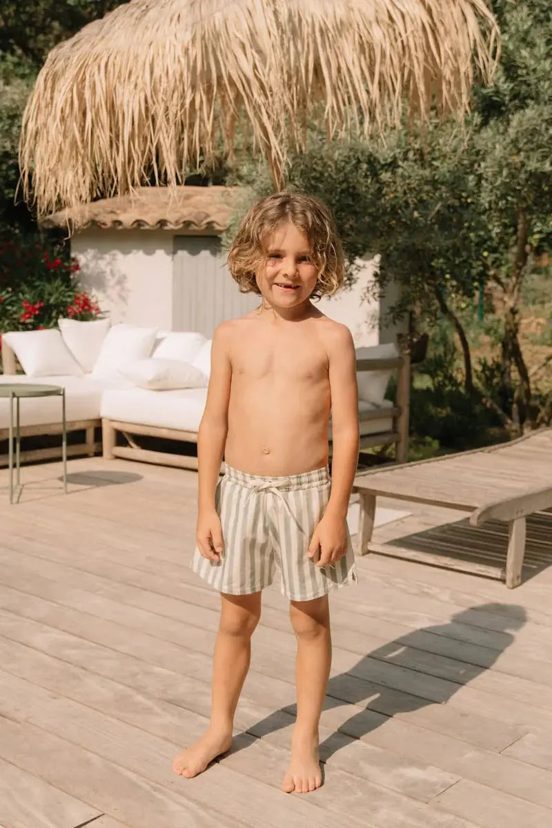 Short de bain Rayures vertes Studio Bohème